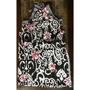 White House Black/Pink Market Womens Black Floral Maxi Dress Size Medium Halter